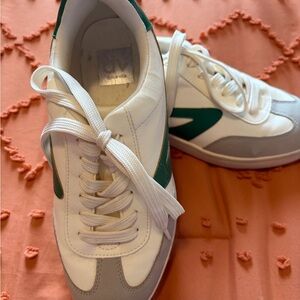 Dolce Vita White Sneakers with Green and Gray Highlights